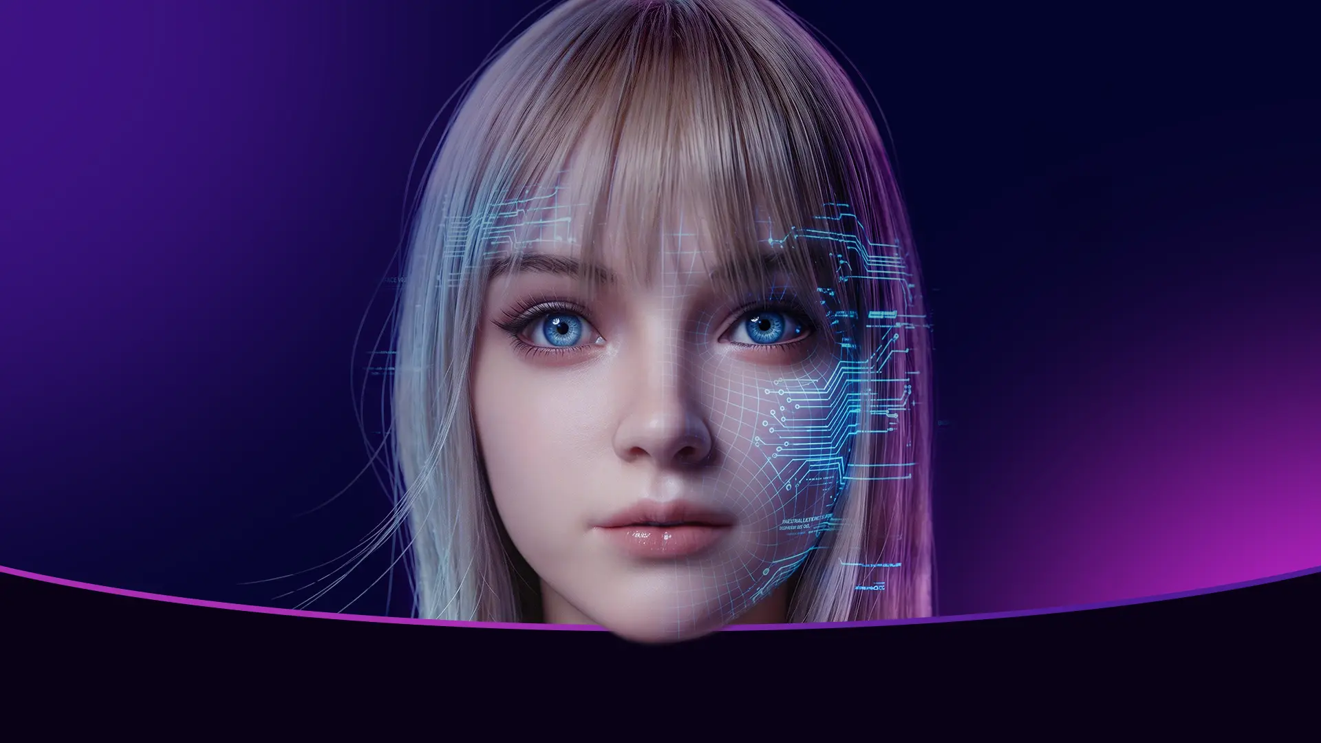 Expressive blonde AI companion head