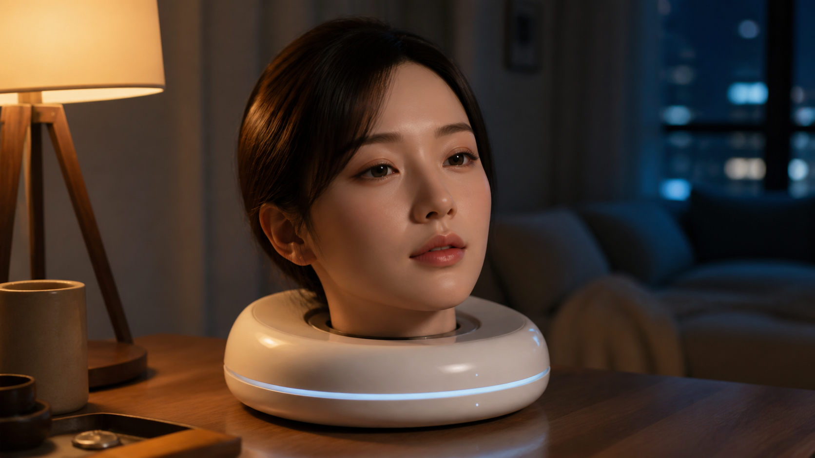 Close view of an ORION companion head with a soft ambient light ring